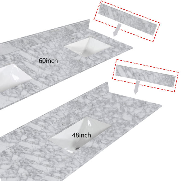 DORNBERG 21.25" White Carrara Marble Sidesplash For Vanity Sink Top